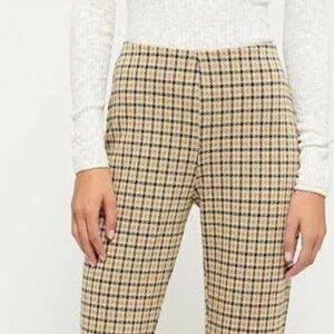 Urban Outfitters yellow Plaid Cropped Flare Pants